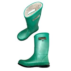 Bogs Girls Metallic Teal Plush Lined Rain Boot Snow Boot Waterproof Youth Size 3